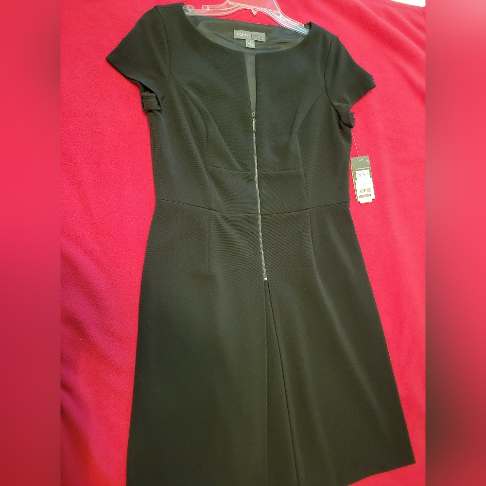 Black Donna Rico Zip Front Dress Size 10 - Picture 1 of 11